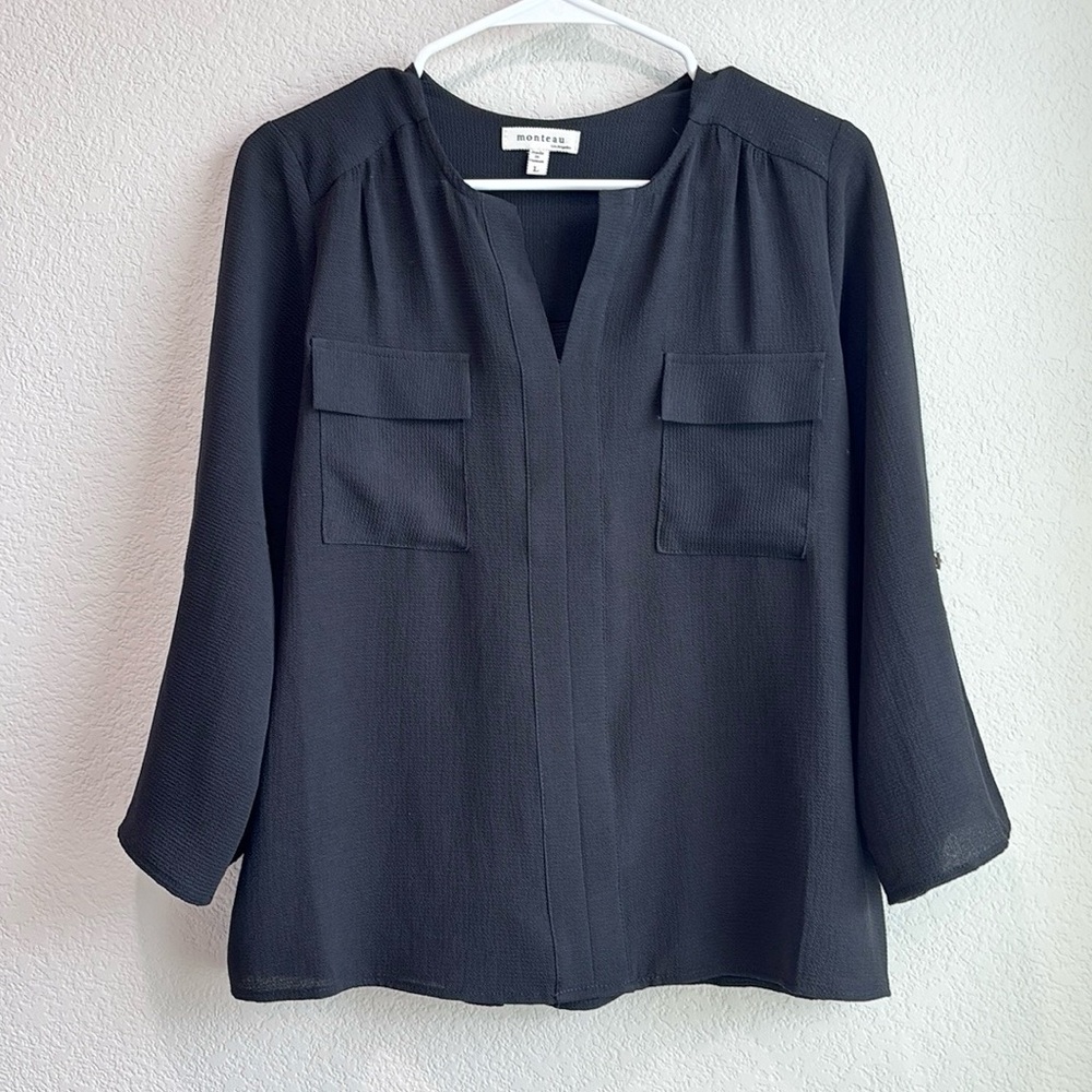 Women’s Monteau Black Blouse Sz Large
